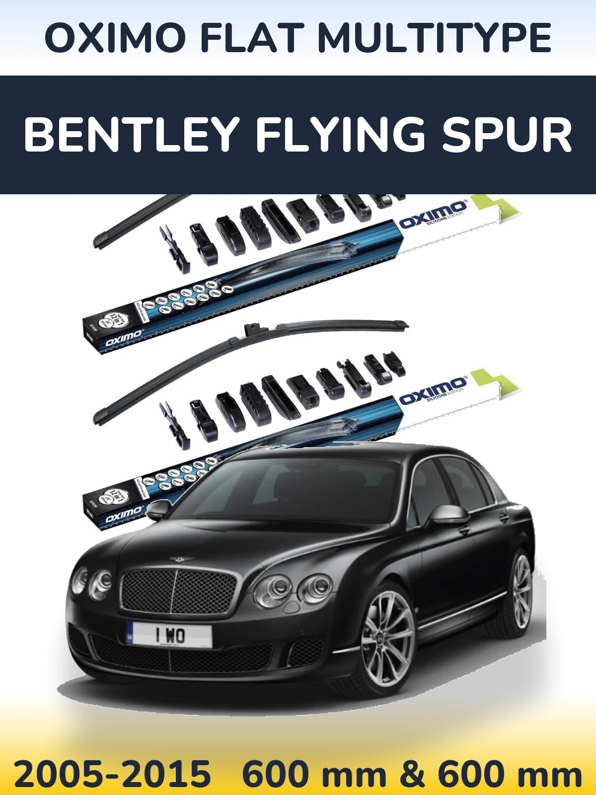 Front wiper blade set Oximo Flat MultiTüüpe 600 & 600 mm for Bentley Flying Spur 2005-2015