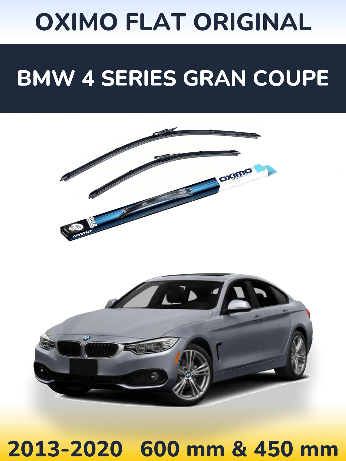 Комплект передних дворников Oximo Flat Original 600 & 450 мм для BMW 4 Series Gran Coupe 2013-2020