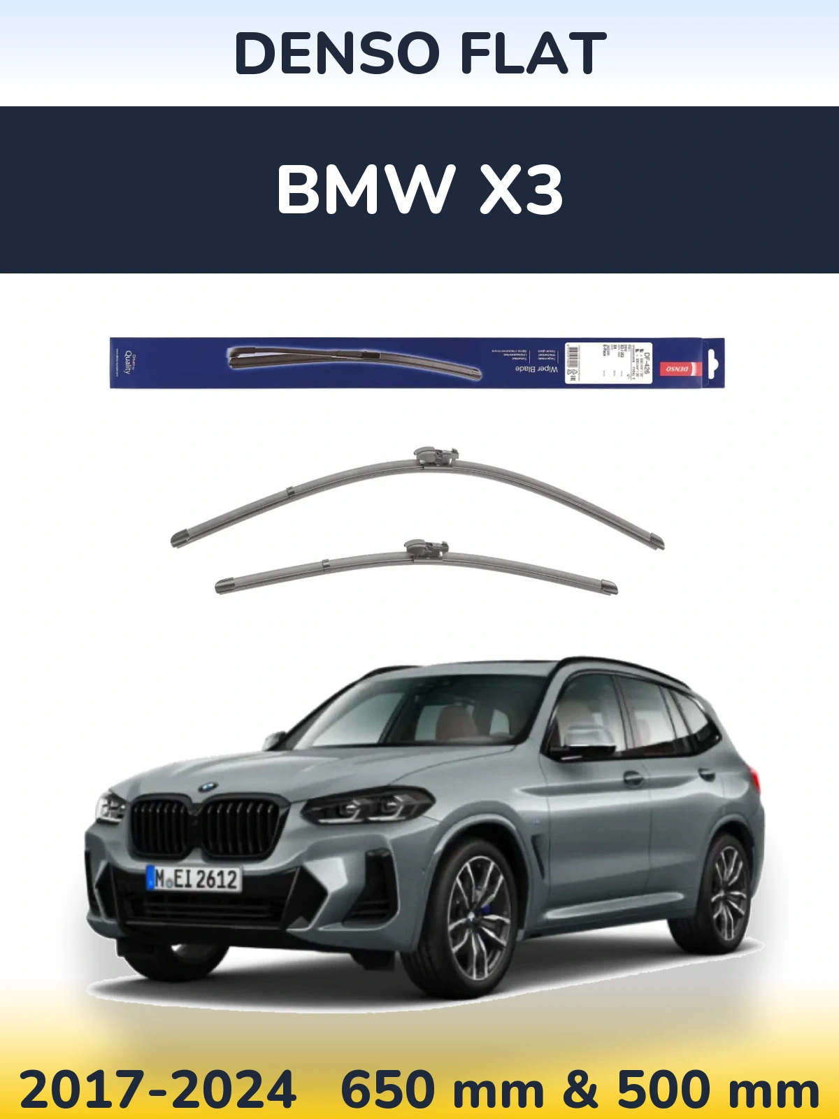 Комплект передних дворников Denso Flat 650 & 500 мм для BMW X3 2017-2024