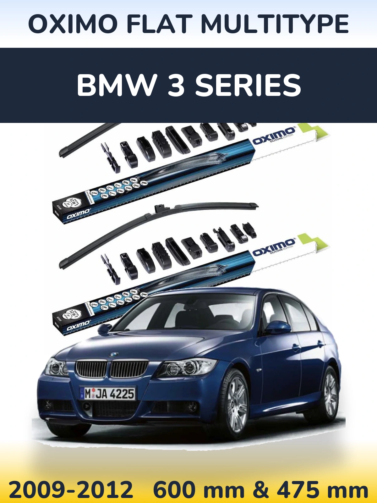 Комплект передніх щіток Oximo Flat MultiТипe 600 & 475 мм для BMW 3 Series 2009-2012