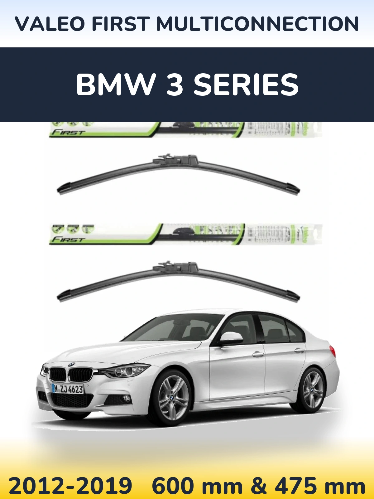 Комплект передніх щіток Valeo First MultiConnection 600 & 475 мм для BMW 3 Series 2012-2019