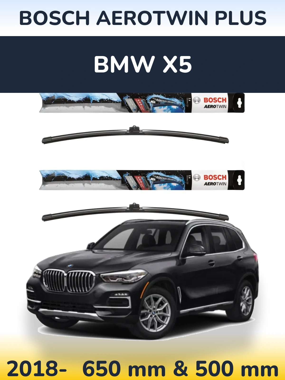 Комплект передніх щіток BOSCH AeroTwin Plus 650 & 500 мм для BMW X5 2018-2026