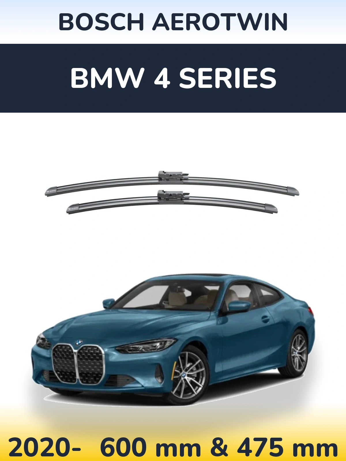 Комплект передних дворников BOSCH AeroTwin 600 & 475 мм для BMW 4 Series 2020-2026