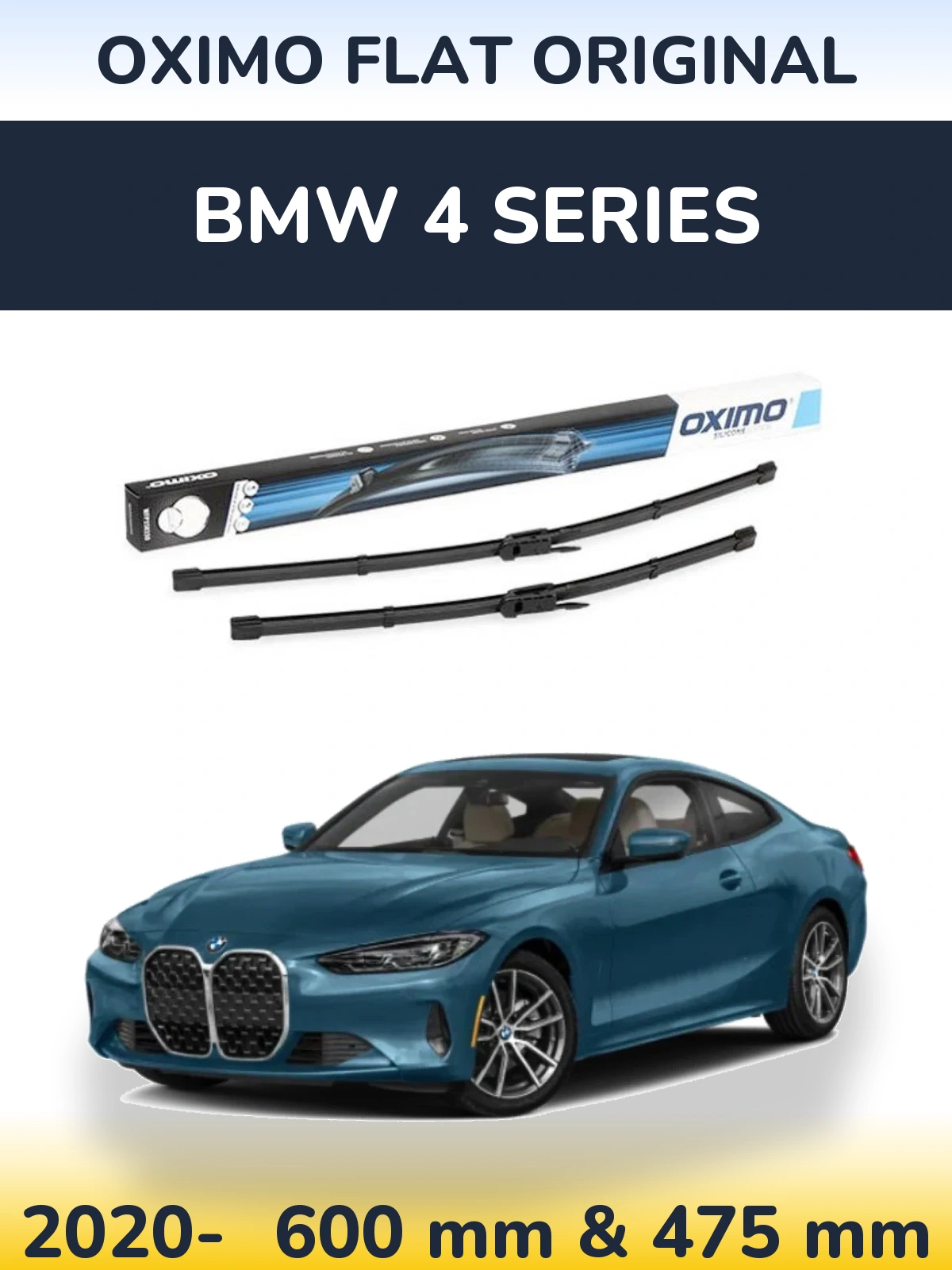 Комплект передних дворников Oximo Flat Original 600 & 475 мм для BMW 4 Series 2020-2026