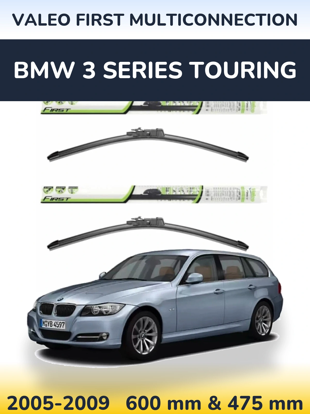 Комплект передніх щіток Valeo First MultiConnection 600 & 475 мм для BMW 3 Series Touring 2005-2009