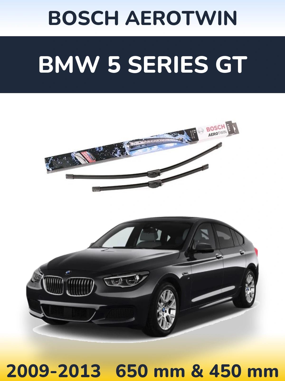 Комплект передніх щіток BOSCH AeroTwin 650 & 450 мм для BMW 5 Series GT 2009-2013