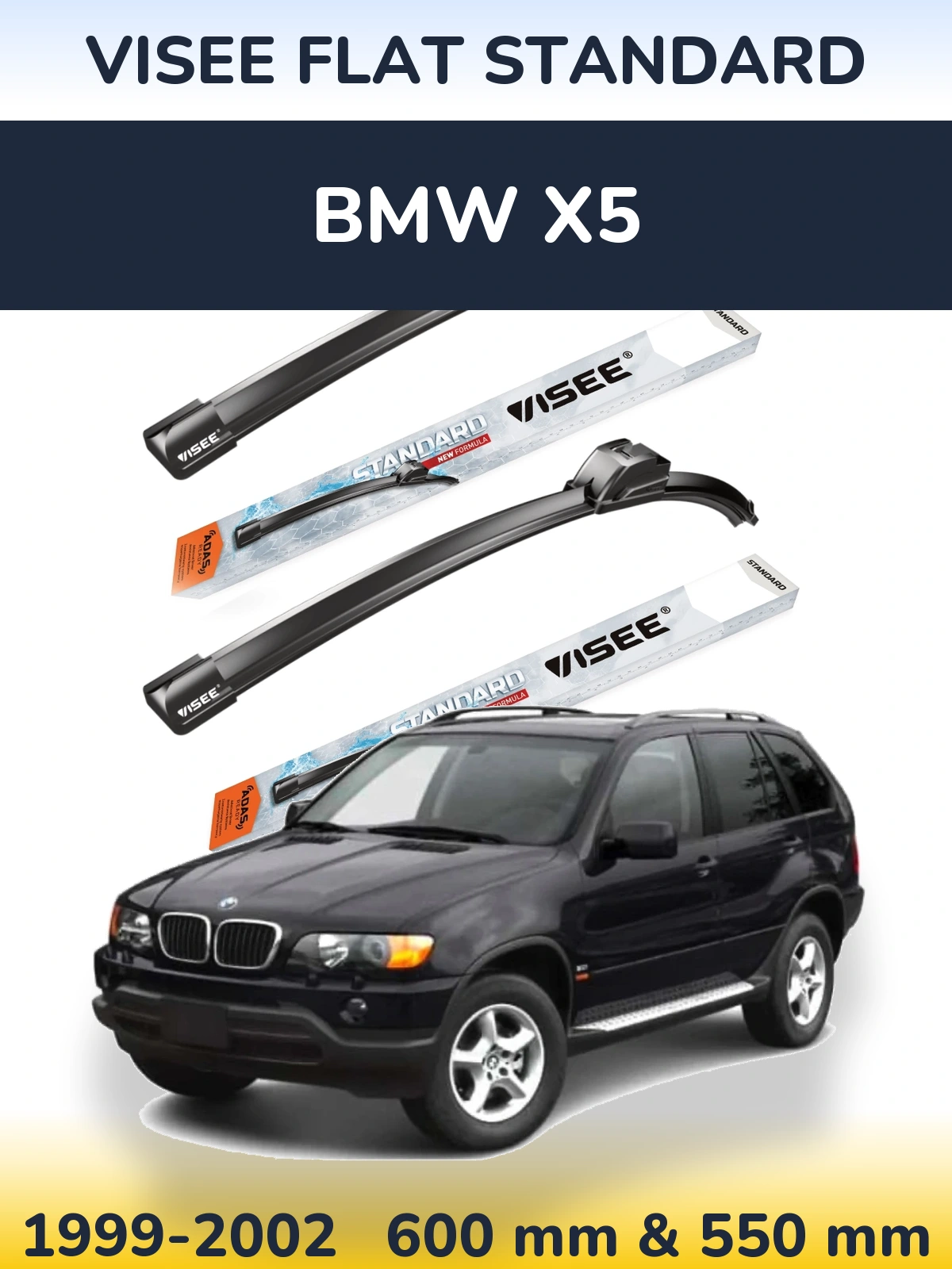 Комплект передних дворников VISEE FLAT STANDARD 600 & 550 мм для BMW X5 1999-2002