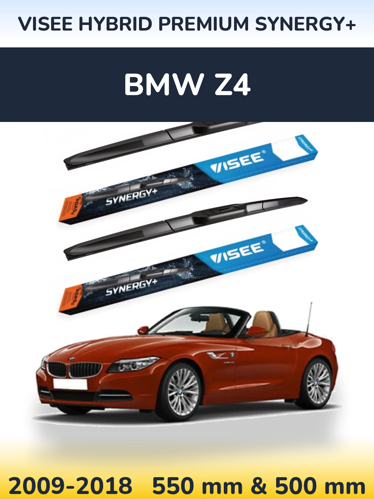 Комплект передних дворников VISEE HYBRID PREMIUM SYNERGY+ 550 & 500 мм для BMW Z4 2009-2018