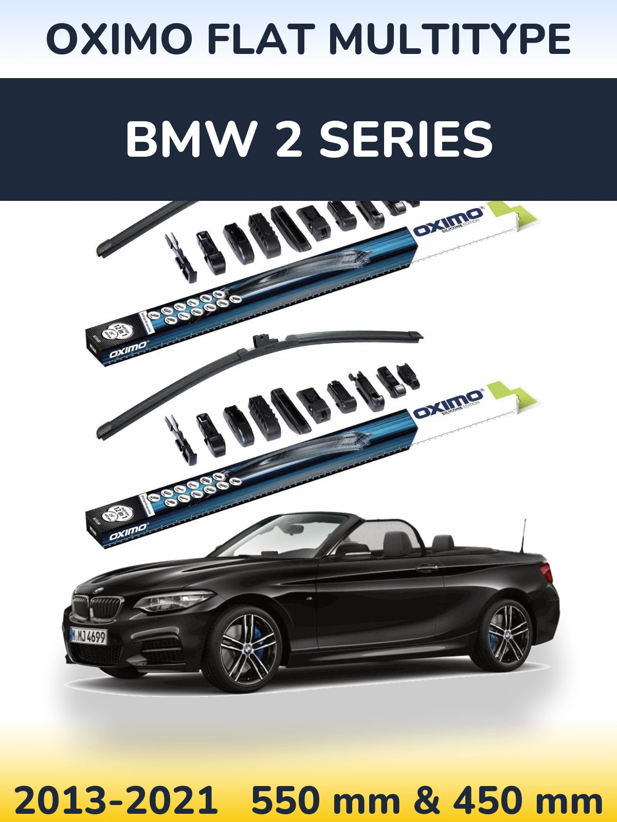 Front wiper blade set Oximo Flat MultiTüüpe 550 & 450 mm for BMW 2 Series 2013-2021