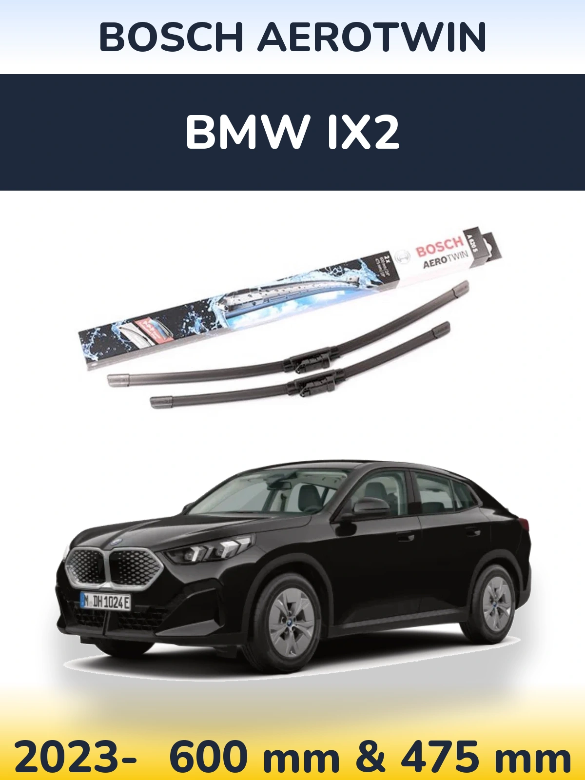Комплект передних дворников BOSCH AeroTwin 600 & 475 мм для BMW iX2 2023-2026