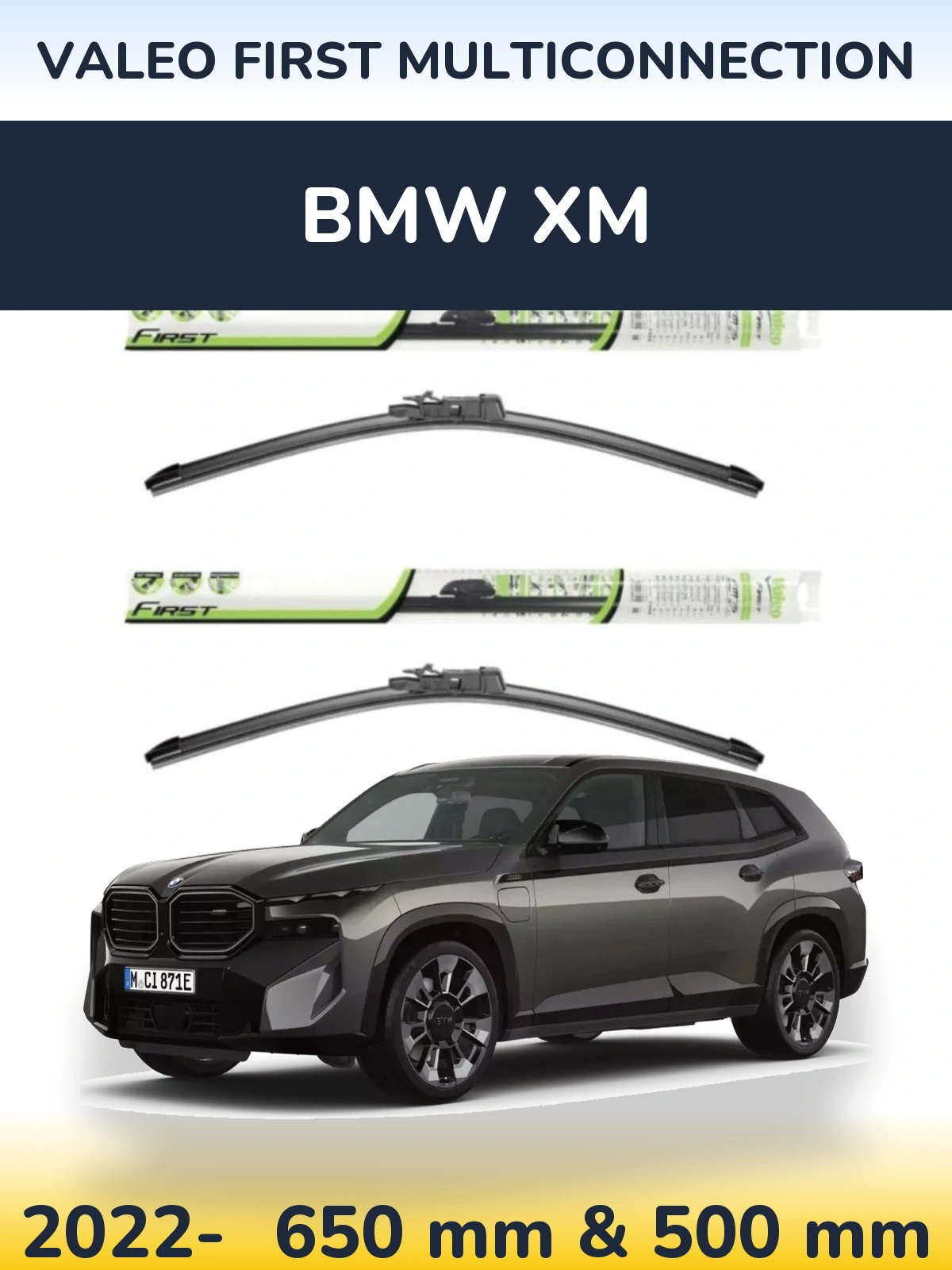 Комплект передних дворников Valeo First MultiConnection 650 & 500 мм для BMW XM 2022-2026