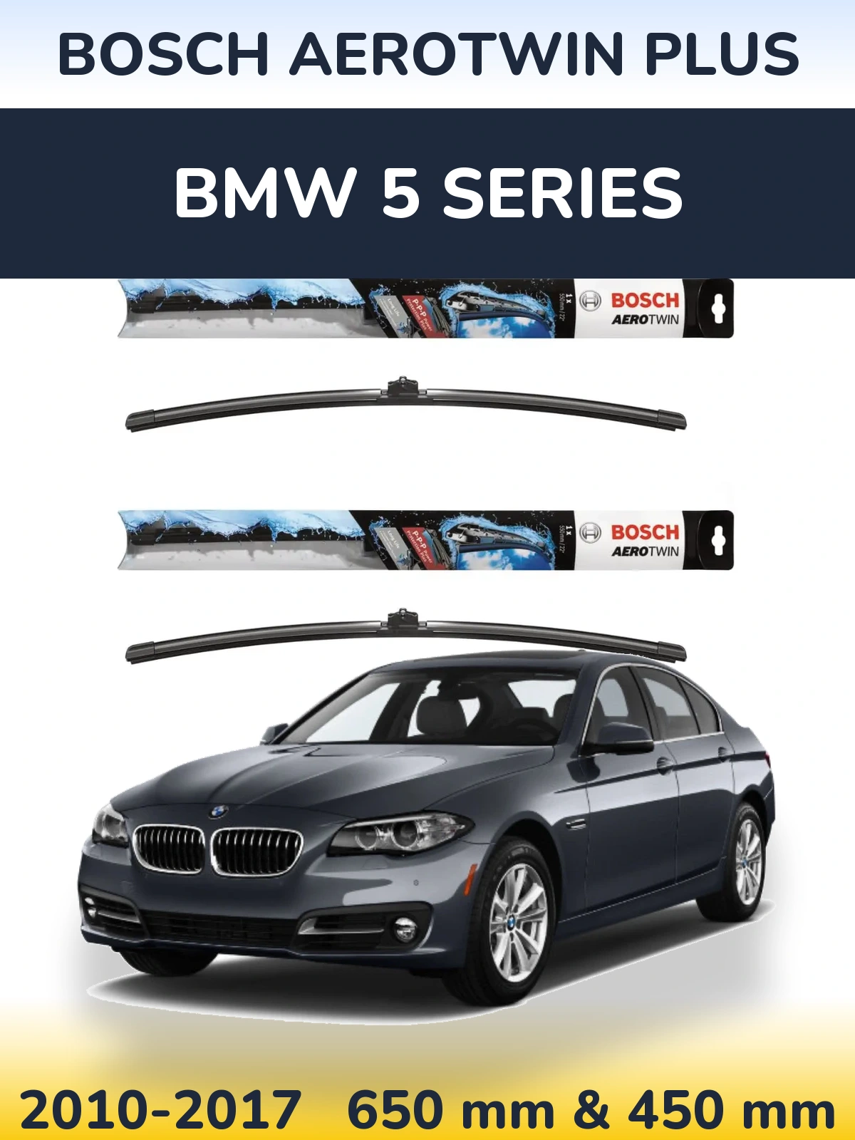 Комплект передніх щіток BOSCH AeroTwin Plus 650 & 450 мм для BMW 5 Series 2010-2017