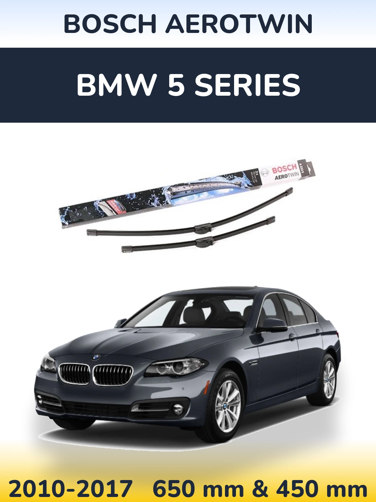 Комплект передніх щіток BOSCH AeroTwin 650 & 450 мм для BMW 5 Series 2010-2017