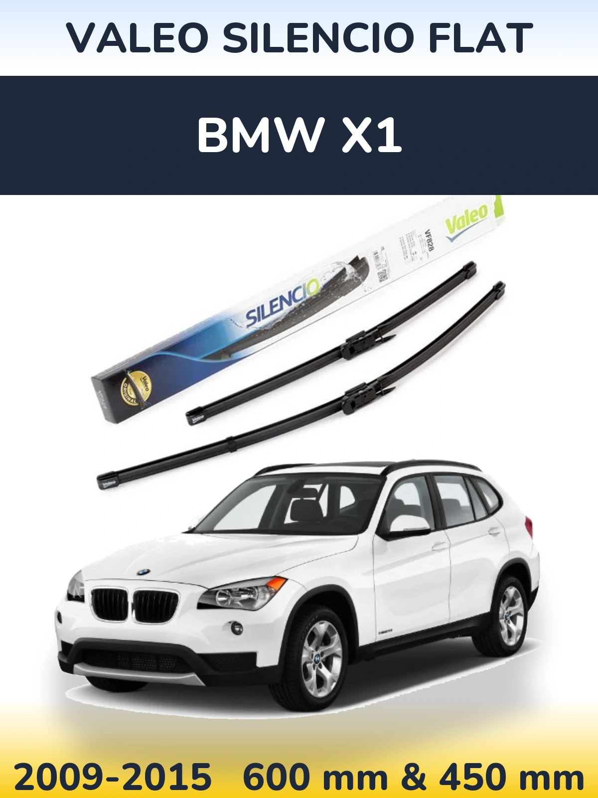Комплект передніх щіток Valeo Silencio Flat 600 & 450 мм для BMW X1 2009-2015