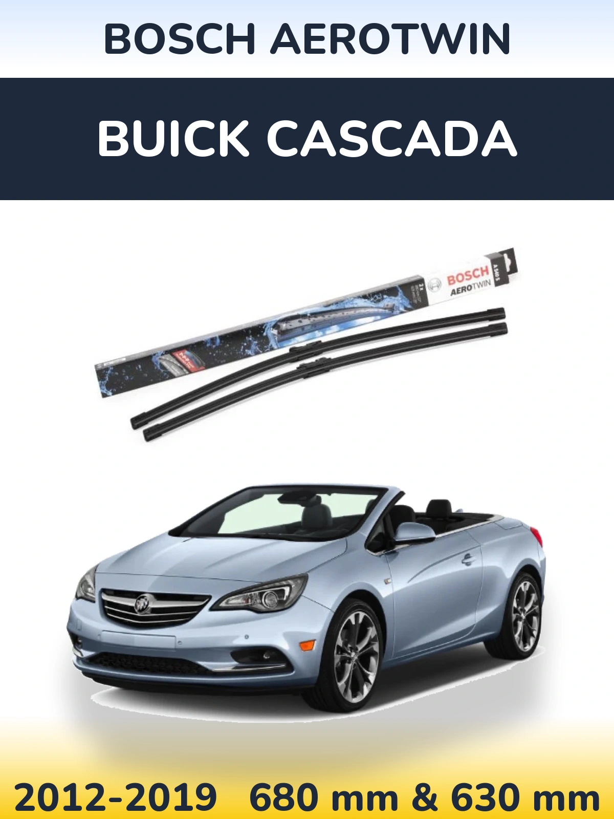 Комплект передних дворников BOSCH AeroTwin 675 & 625 мм для Buick Cascada 2012-2019