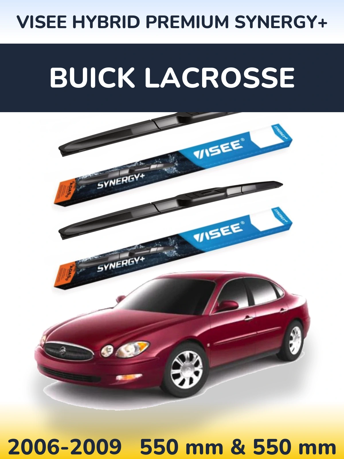 Комплект передніх щіток VISEE HYBRID PREMIUM SYNERGY+ 550 & 550 мм для Buick LaCrosse 2006-2009