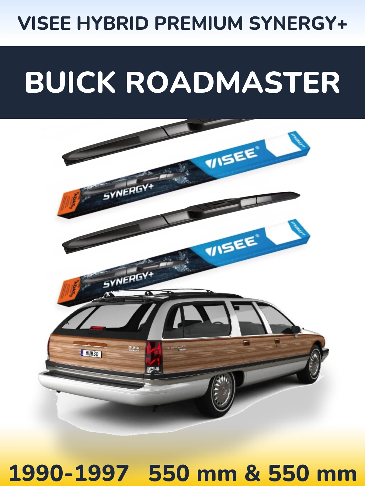 Комплект передних дворников VISEE HYBRID PREMIUM SYNERGY+ 550 & 550 мм для Buick Roadmaster 1990-1997