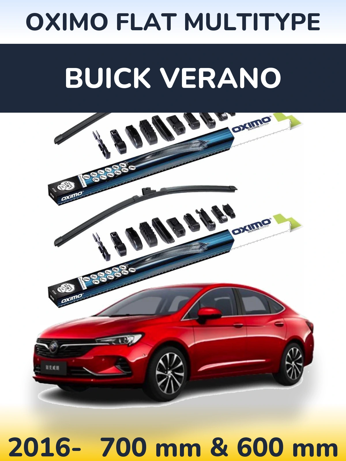 Front wiper blade set Oximo Flat MultiTüüpe 700 & 600 mm for Buick Verano 2016-2026