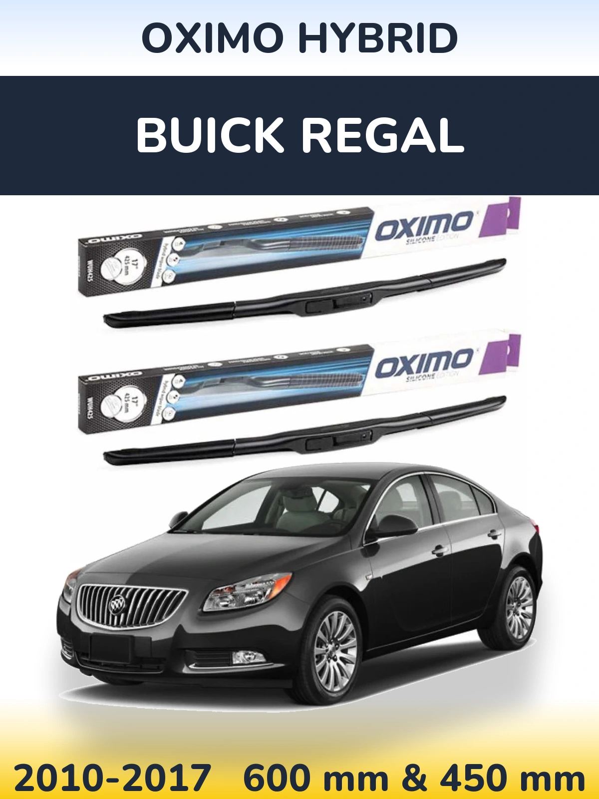 Комплект передних дворников Oximo Hybrid 600 & 450 мм для Buick Regal 2010-2017