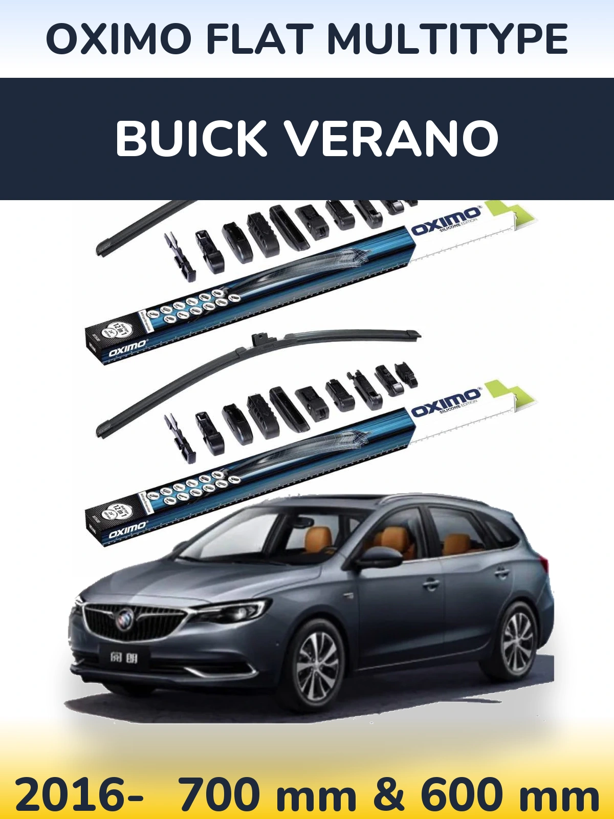 Front wiper blade set Oximo Flat MultiTüüpe 700 & 600 mm for Buick Verano 2016-2026