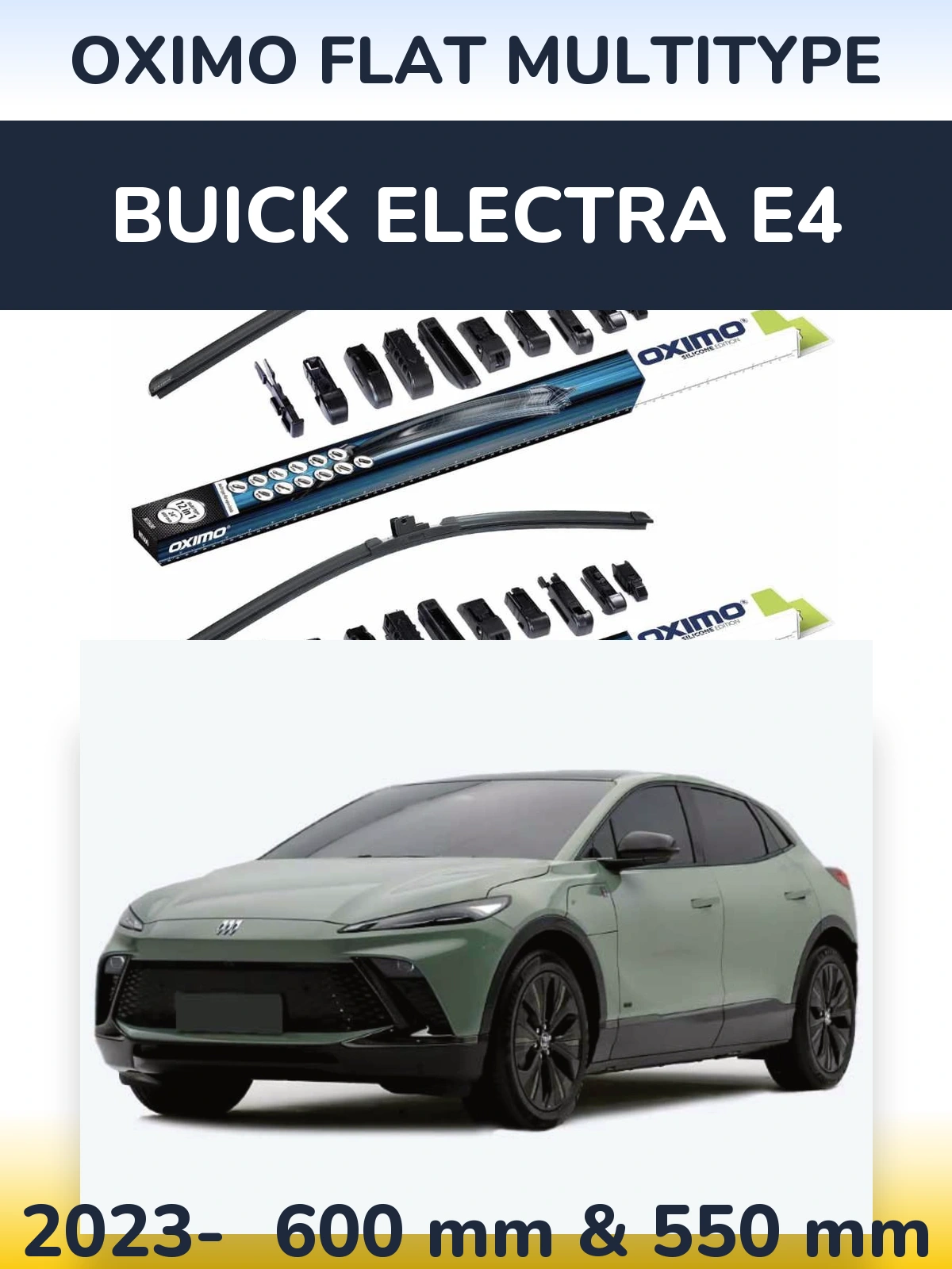 Комплект передніх щіток Oximo Flat MultiТипe 600 & 550 мм для Buick Electra E4 2023-2026