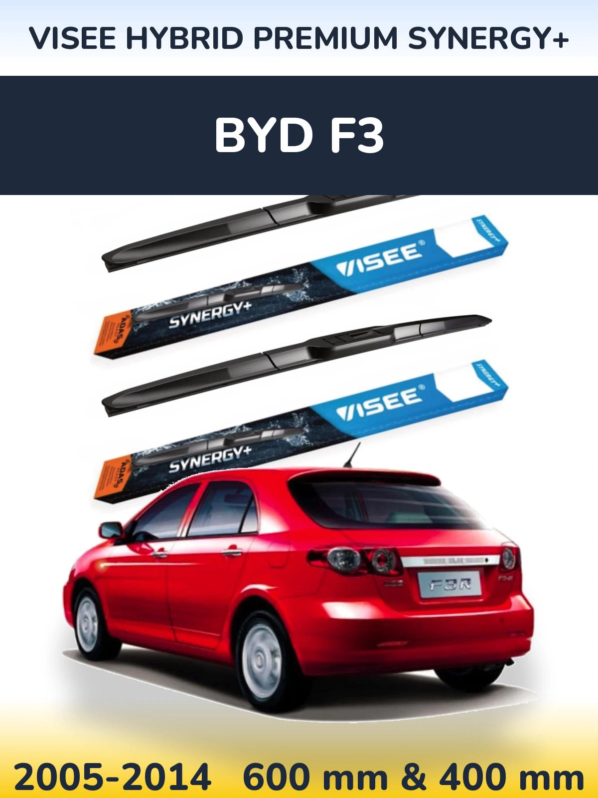 Комплект передних дворников VISEE HYBRID PREMIUM SYNERGY+ 600 & 400 мм для BYD F3 2005-2014