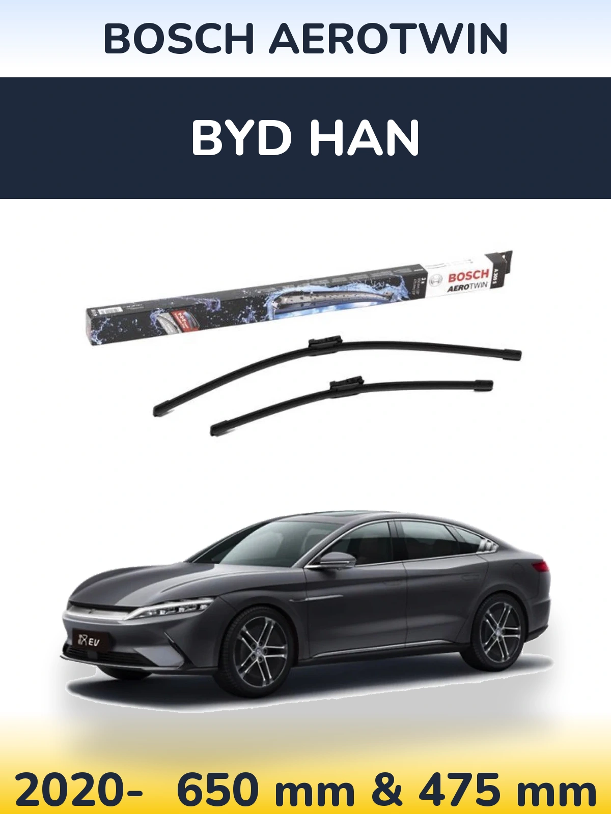 Комплект передних дворников BOSCH AeroTwin 650 & 475 мм для BYD Han 2020-2026