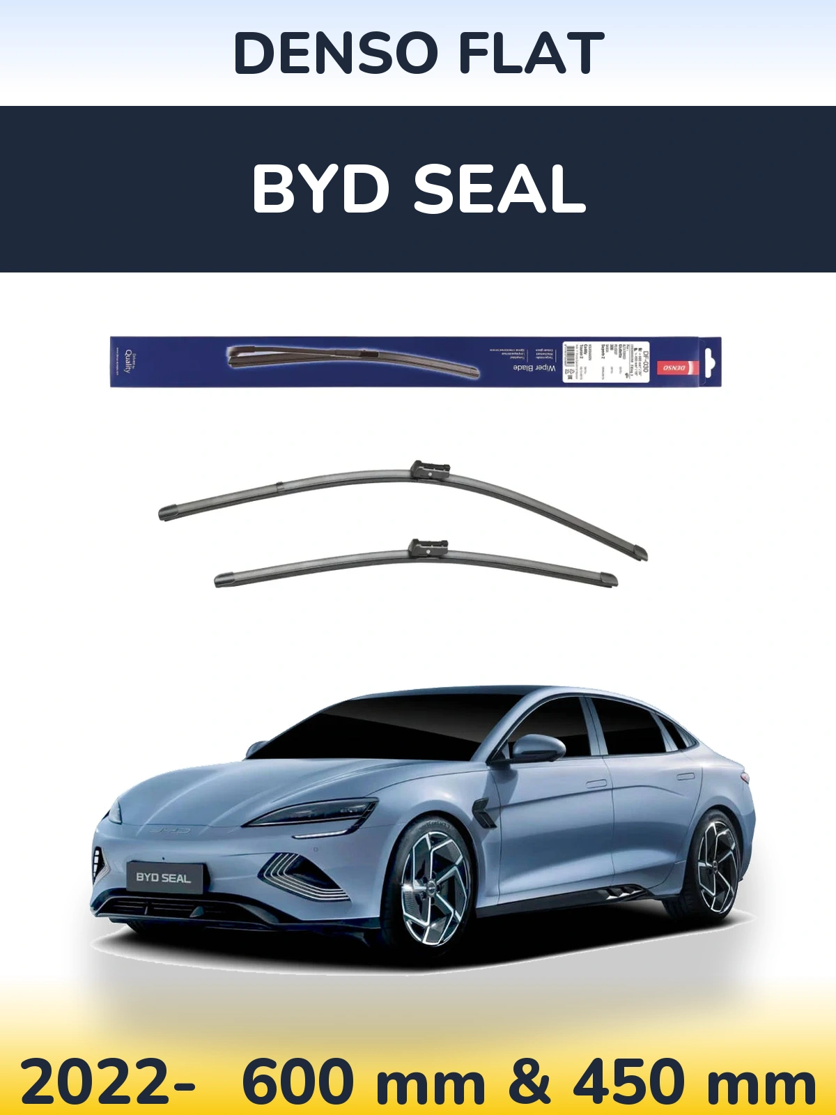 Комплект передних дворников Denso Flat 600 & 450 мм для BYD Seal 2022-2026