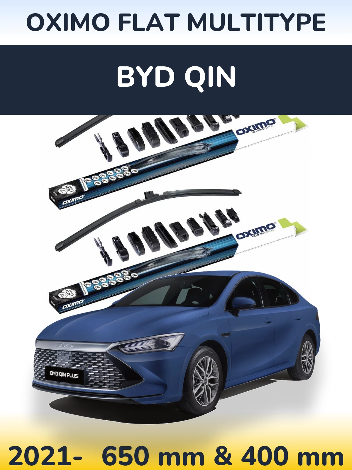 Комплект передніх щіток Oximo Flat MultiТипe 650 & 400 мм для BYD Qin 2021-2026