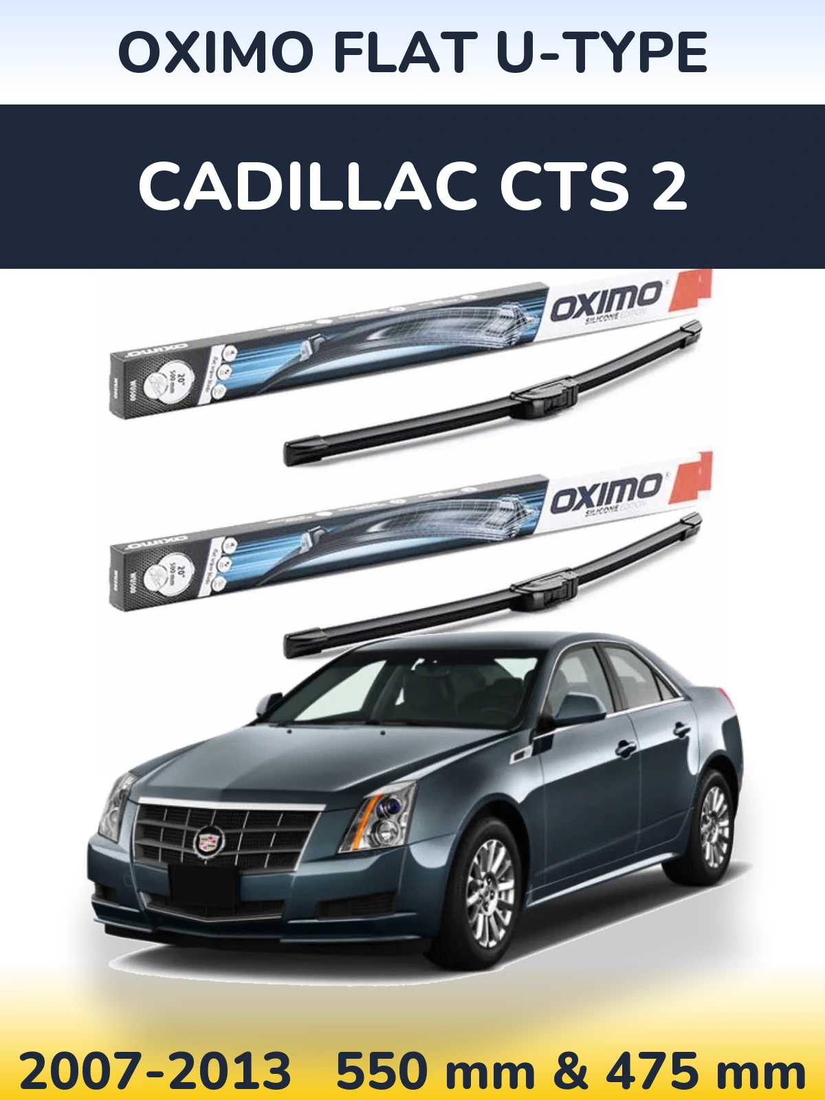 Комплект передних дворников Oximo Flat U-type 550 & 475 мм для Cadillac CTS 2 2007-2013