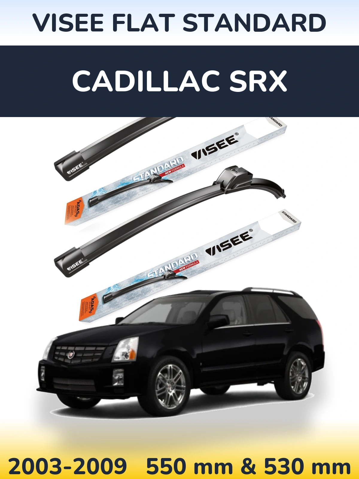Комплект передних дворников VISEE FLAT STANDARD 550 & 530 мм для Cadillac SRX 2003-2009