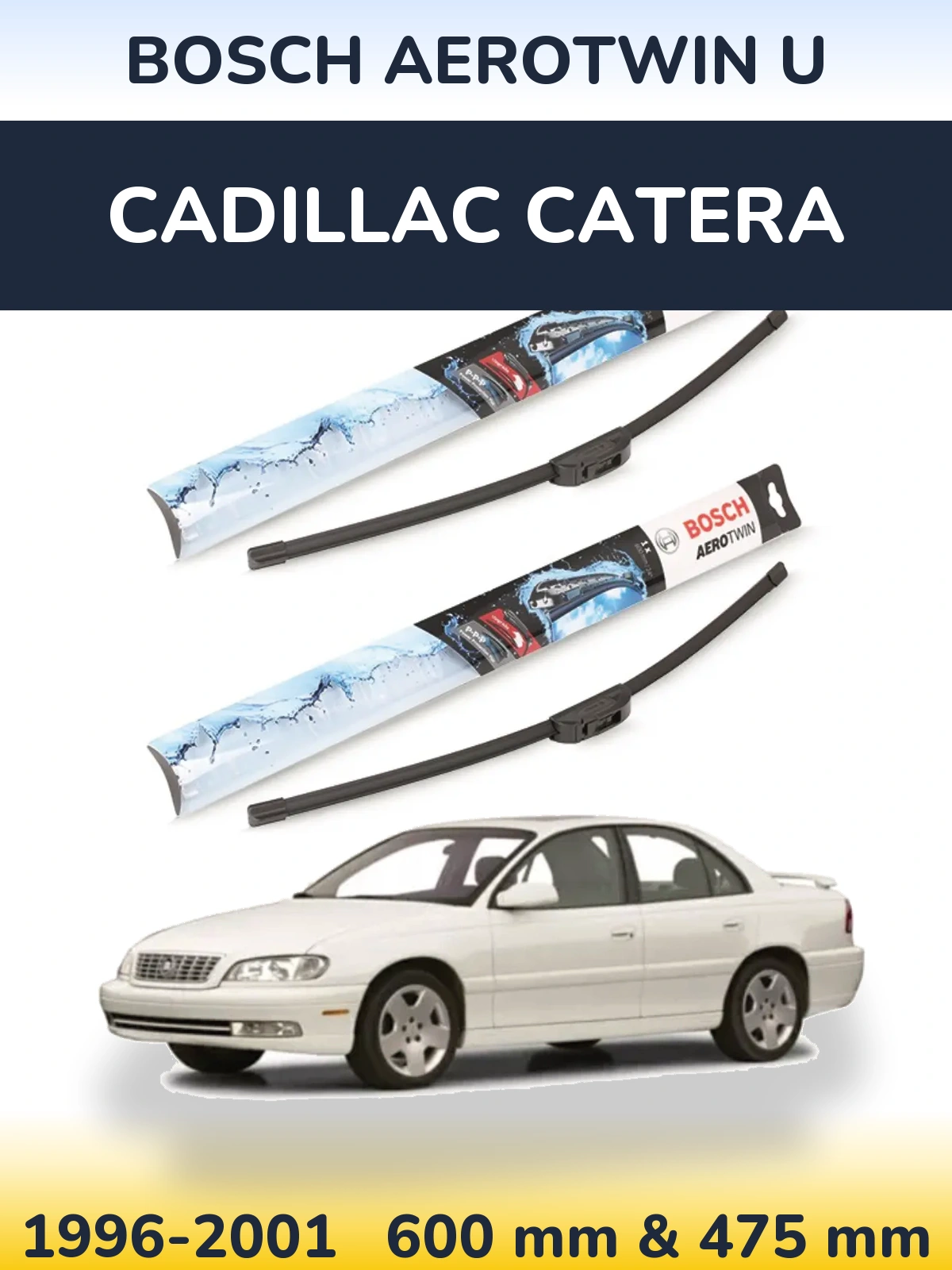 Комплект передних дворников BOSCH AeroTwin U 600 & 475 мм для Cadillac Catera 1996-2001
