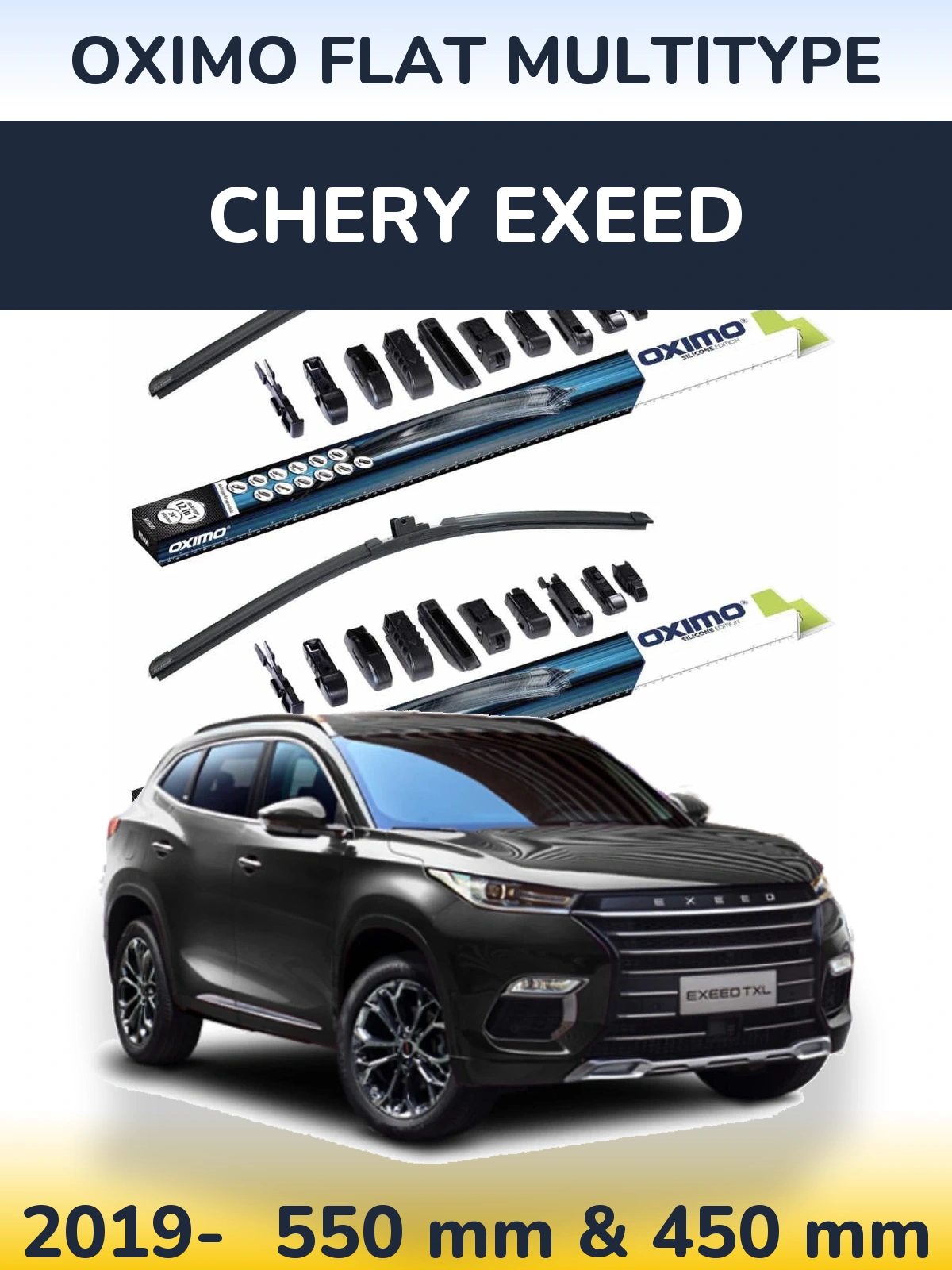 Front wiper blade set Oximo Flat MultiTüüpe 550 & 450 mm for Chery Exeed 2019-2026