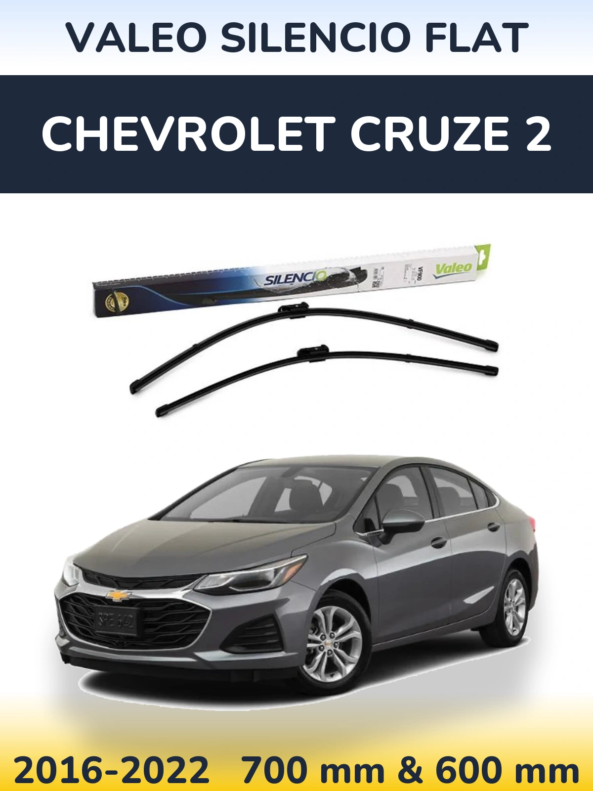 Комплект передних дворников Valeo Silencio Flat 700 & 600 мм для Chevrolet Cruze 2 2016-2022