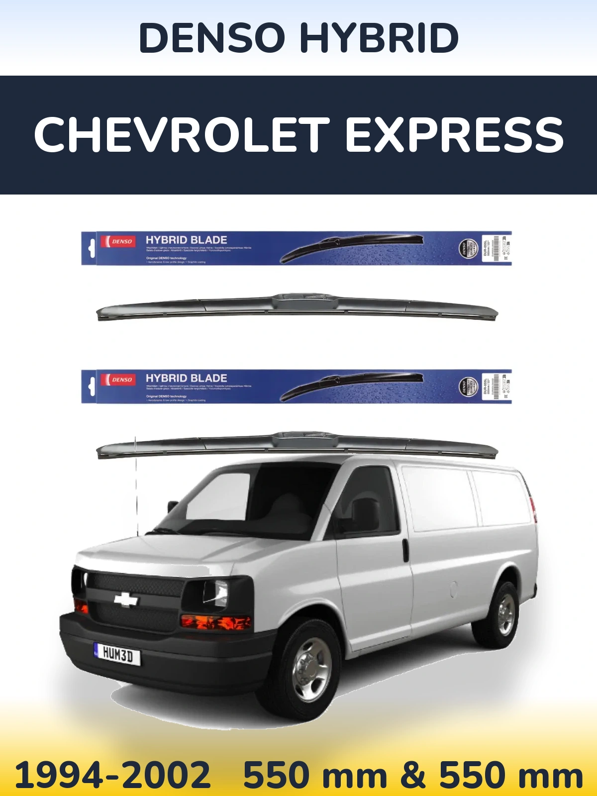 Комплект передних дворников Denso Hybrid 550 & 550 мм для Chevrolet Express 1994-2002