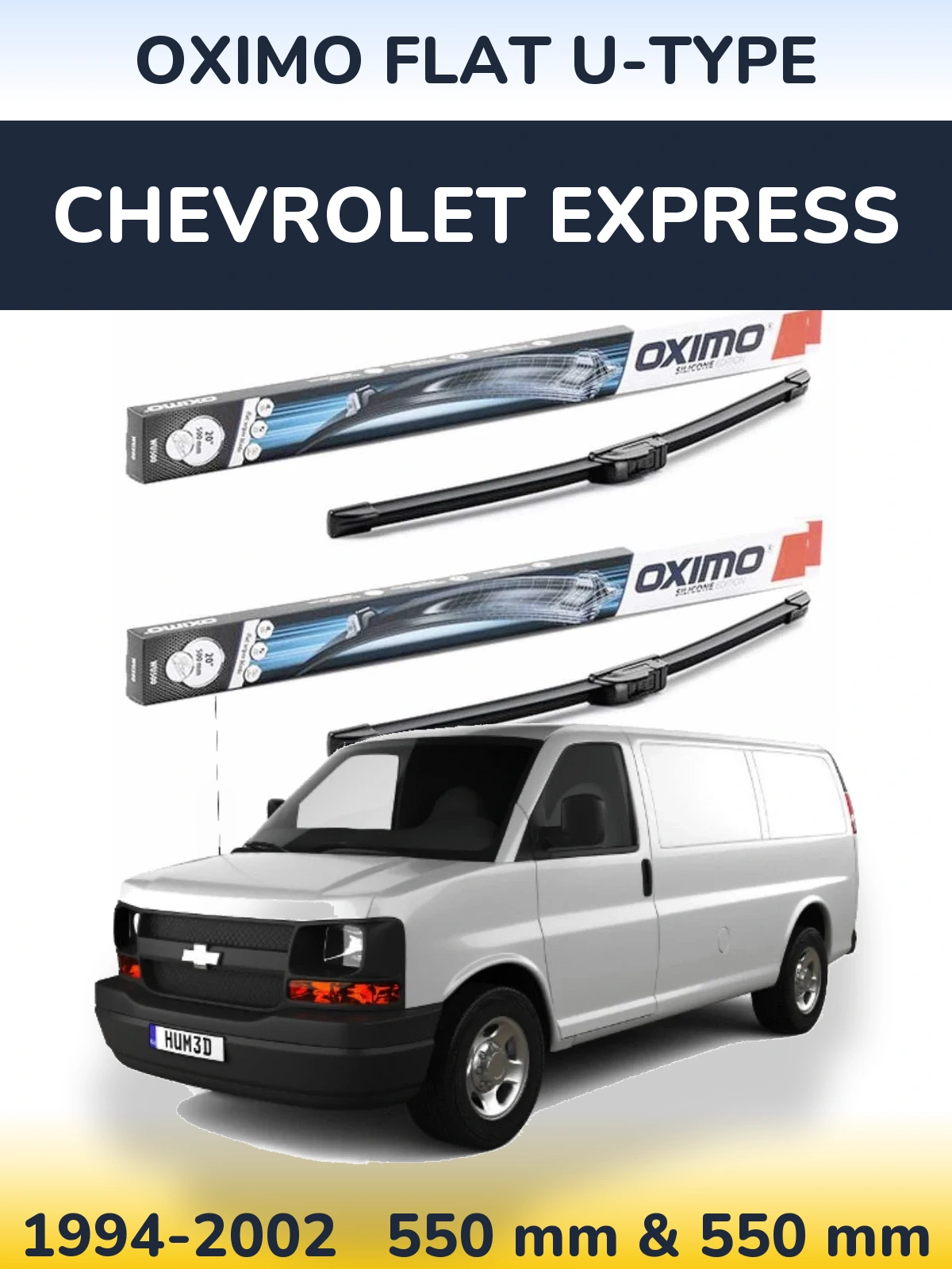 Комплект передних дворников Oximo Flat U-type 550 & 550 мм для Chevrolet Express 1994-2002