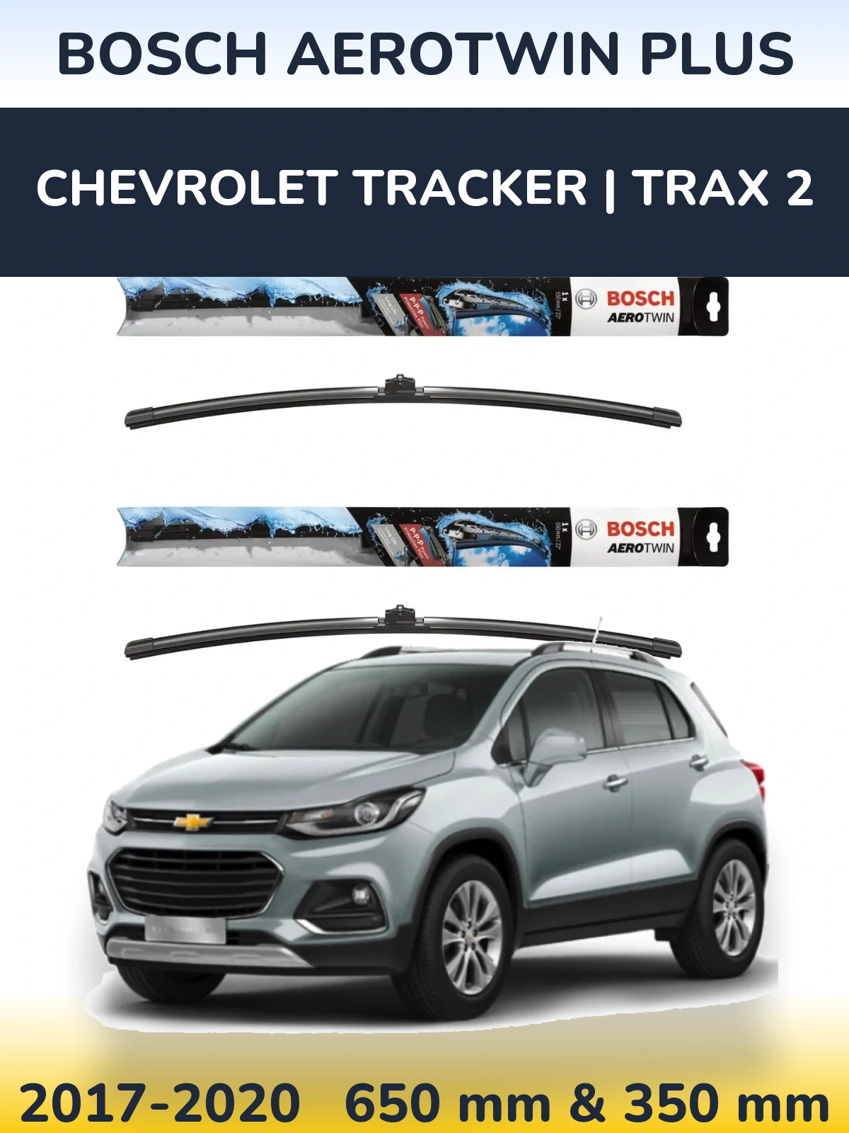 Комплект передніх щіток BOSCH AeroTwin Plus 650 & 350 мм для Chevrolet Tracker | Trax 2 2017-2020