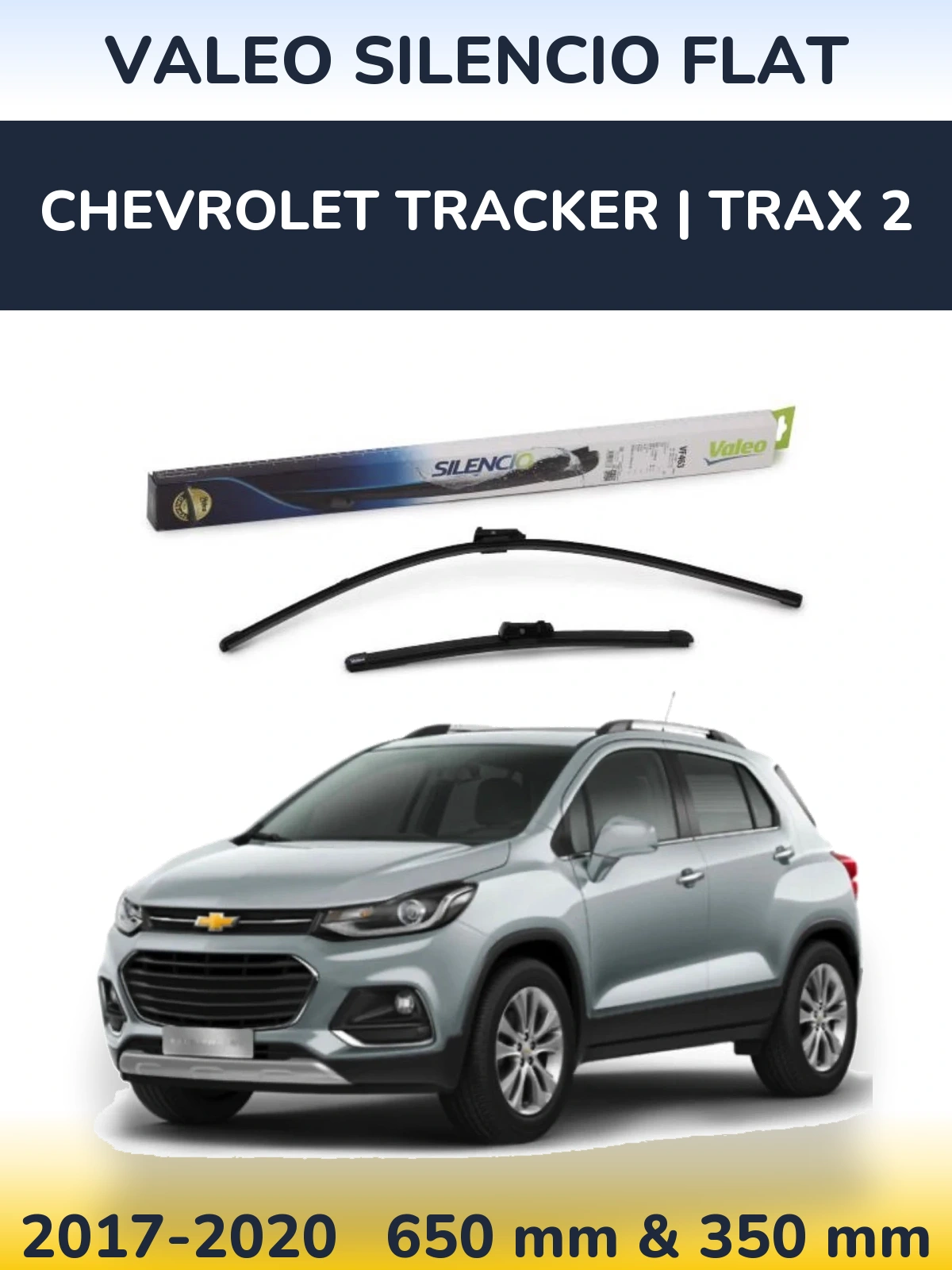Комплект передніх щіток Valeo Silencio Flat 650 & 350 мм для Chevrolet Tracker | Trax 2 2017-2020