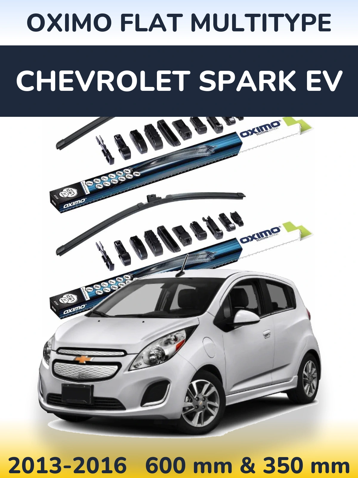 Front wiper blade set Oximo Flat MultiTüüpe 600 & 350 mm for Chevrolet Spark EV 2013-2016