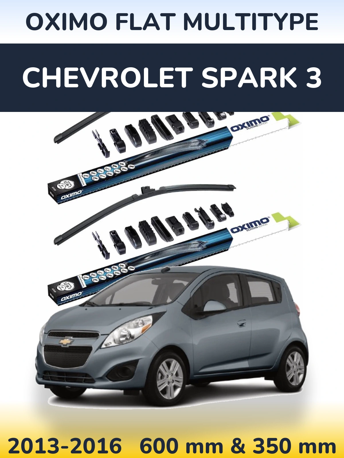 Front wiper blade set Oximo Flat MultiTüüpe 600 & 350 mm for Chevrolet Spark 3 2013-2016