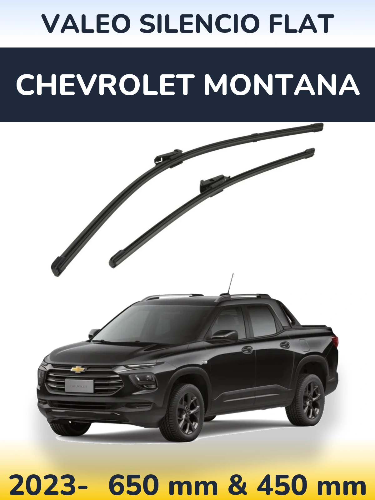 Комплект передних дворников Valeo Silencio Flat 650 & 450 мм для Chevrolet Montana 2023-2026