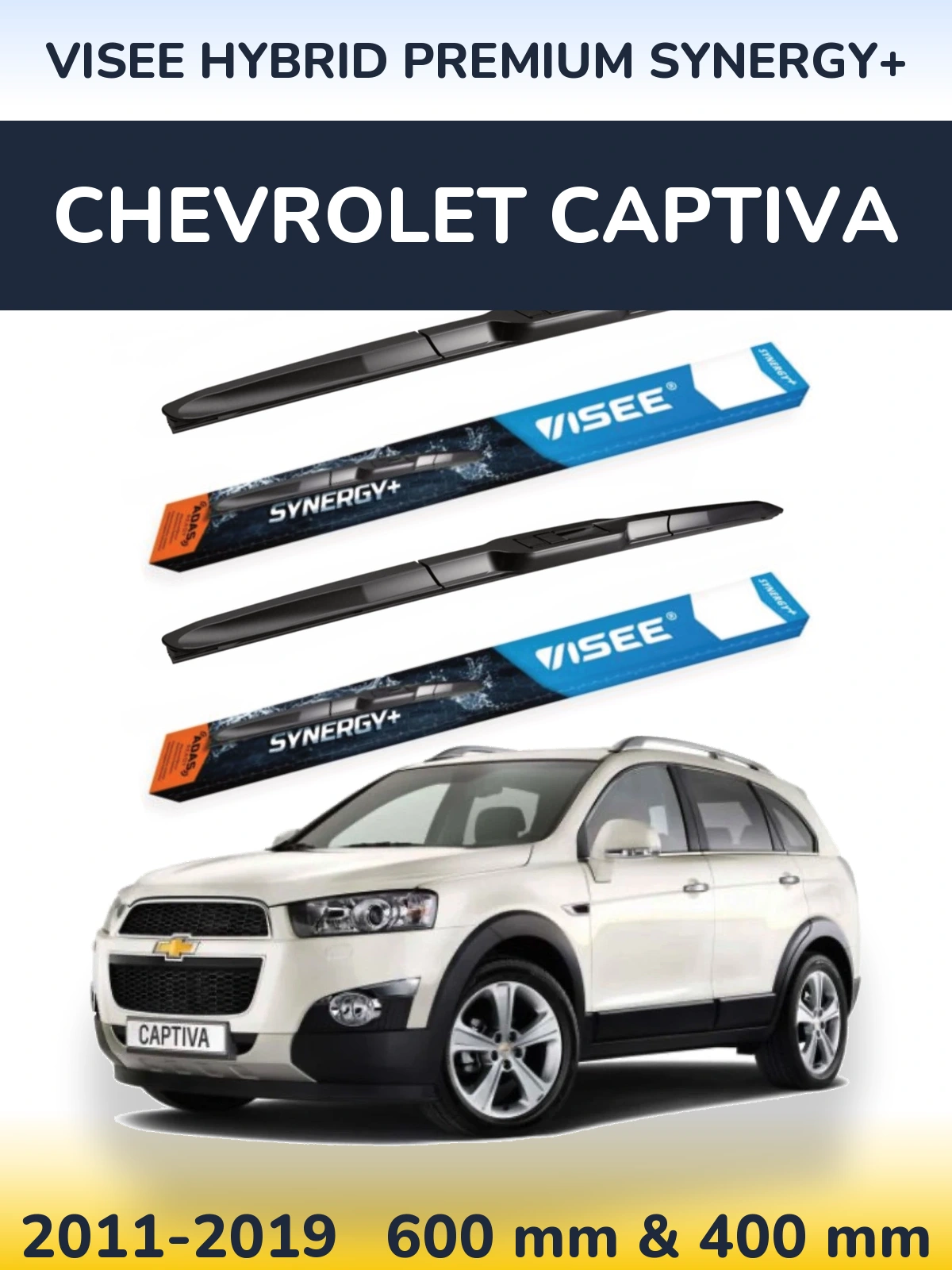Комплект передніх щіток VISEE HYBRID PREMIUM SYNERGY+ 600 & 400 мм для Chevrolet Captiva 2011-2019