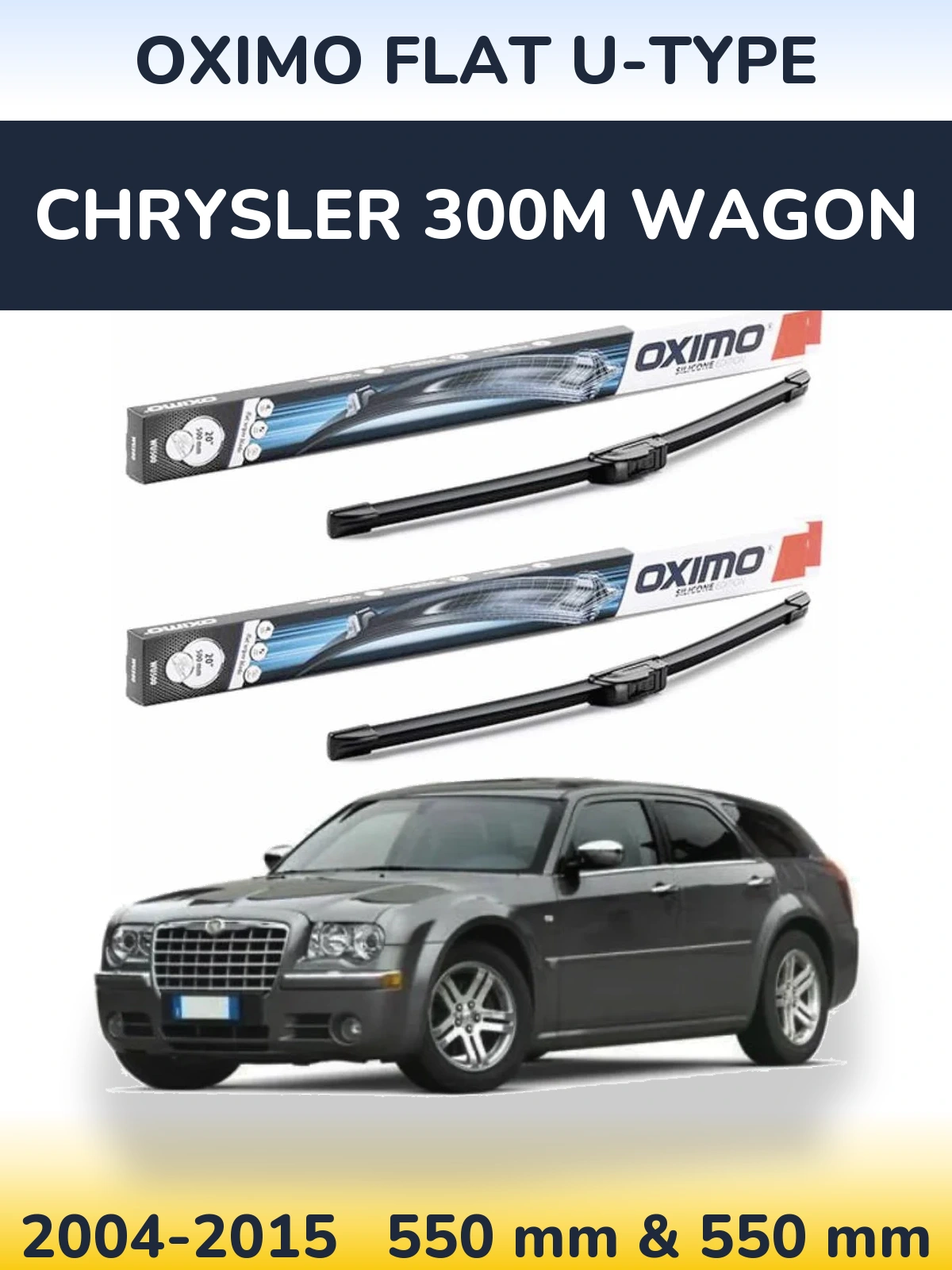 Комплект передніх щіток Oximo Flat U-type 550 & 550 мм для Chrysler 300M Wagon 2004-2015