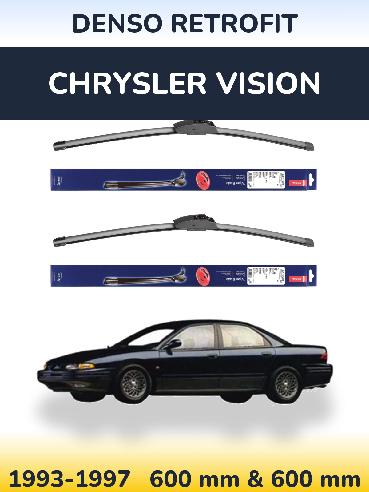 Комплект передних дворников Denso Retrofit 600 & 600 мм для Chrysler Vision 1993-1997