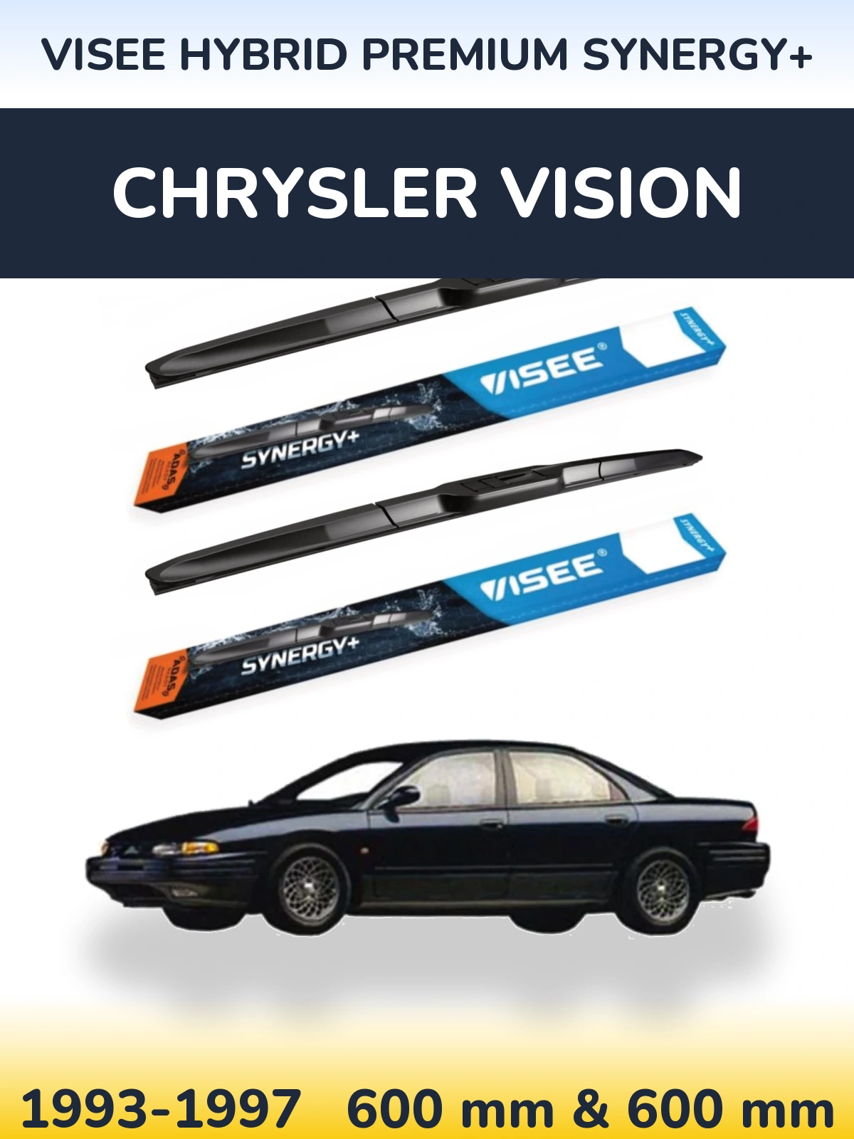 Front wiper blade set VISEE HYBRID PREMIUM SYNERGY+ 600 & 600 mm for Chrysler Vision 1993-1997