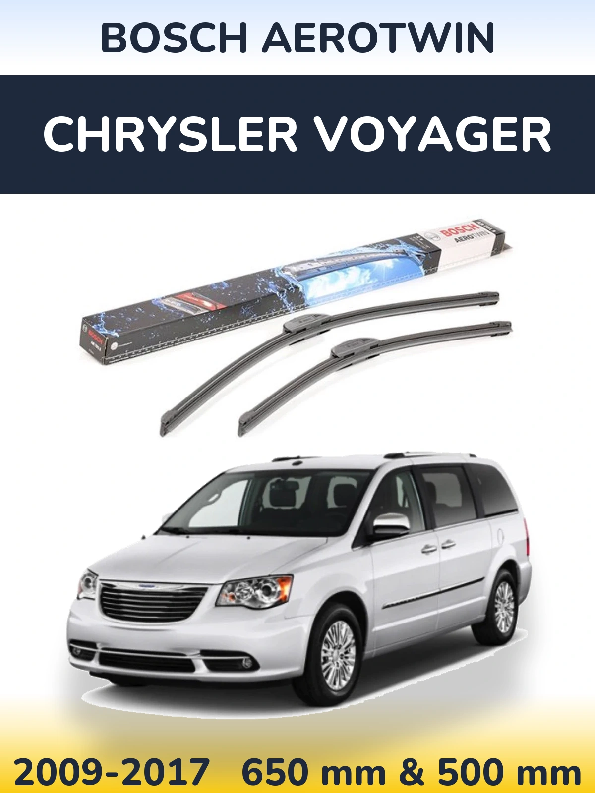 Комплект передних дворников BOSCH AeroTwin 650 & 500 мм для Chrysler Voyager 2009-2017