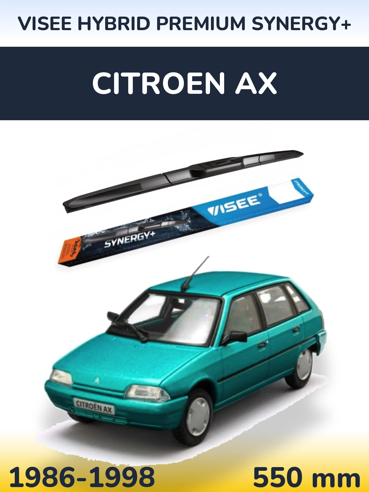 Передня щітка VISEE HYBRID PREMIUM SYNERGY+ 550 мм для Citroen AX 1986-1998