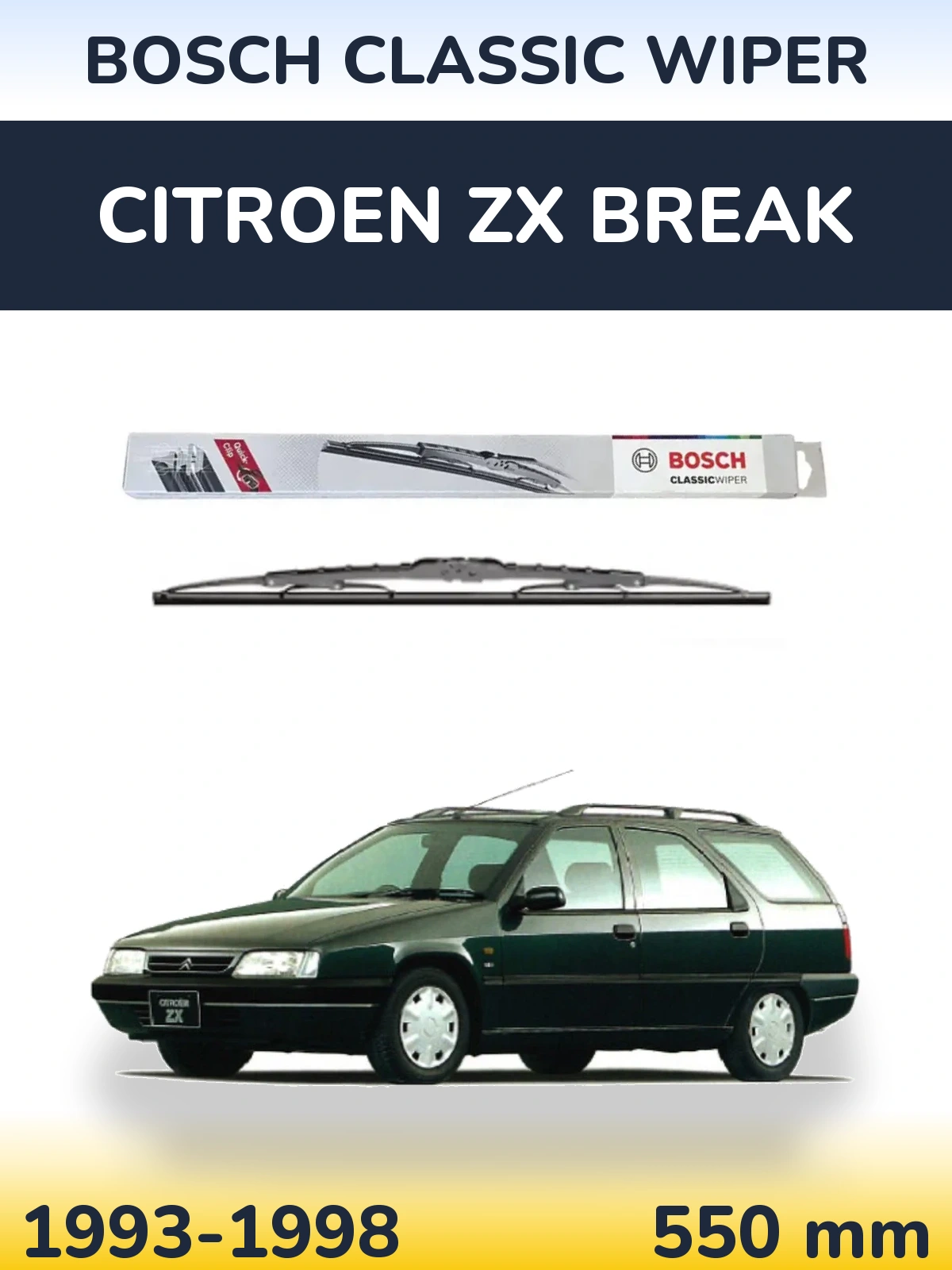 Передня щітка BOSCH Classic Wiper 550 мм для Citroen ZX Break 1993-1998