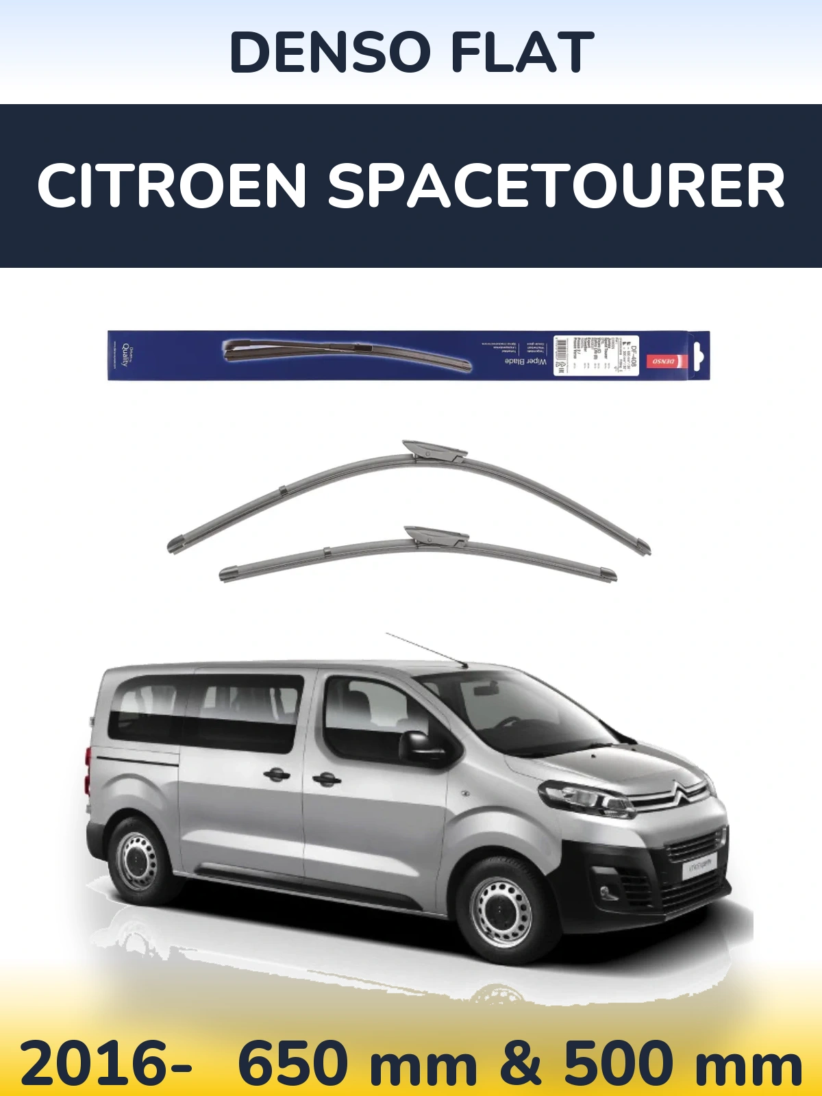 Комплект передних дворников Denso Flat 650 & 500 мм для Citroen SpaceTourer 2016-2026