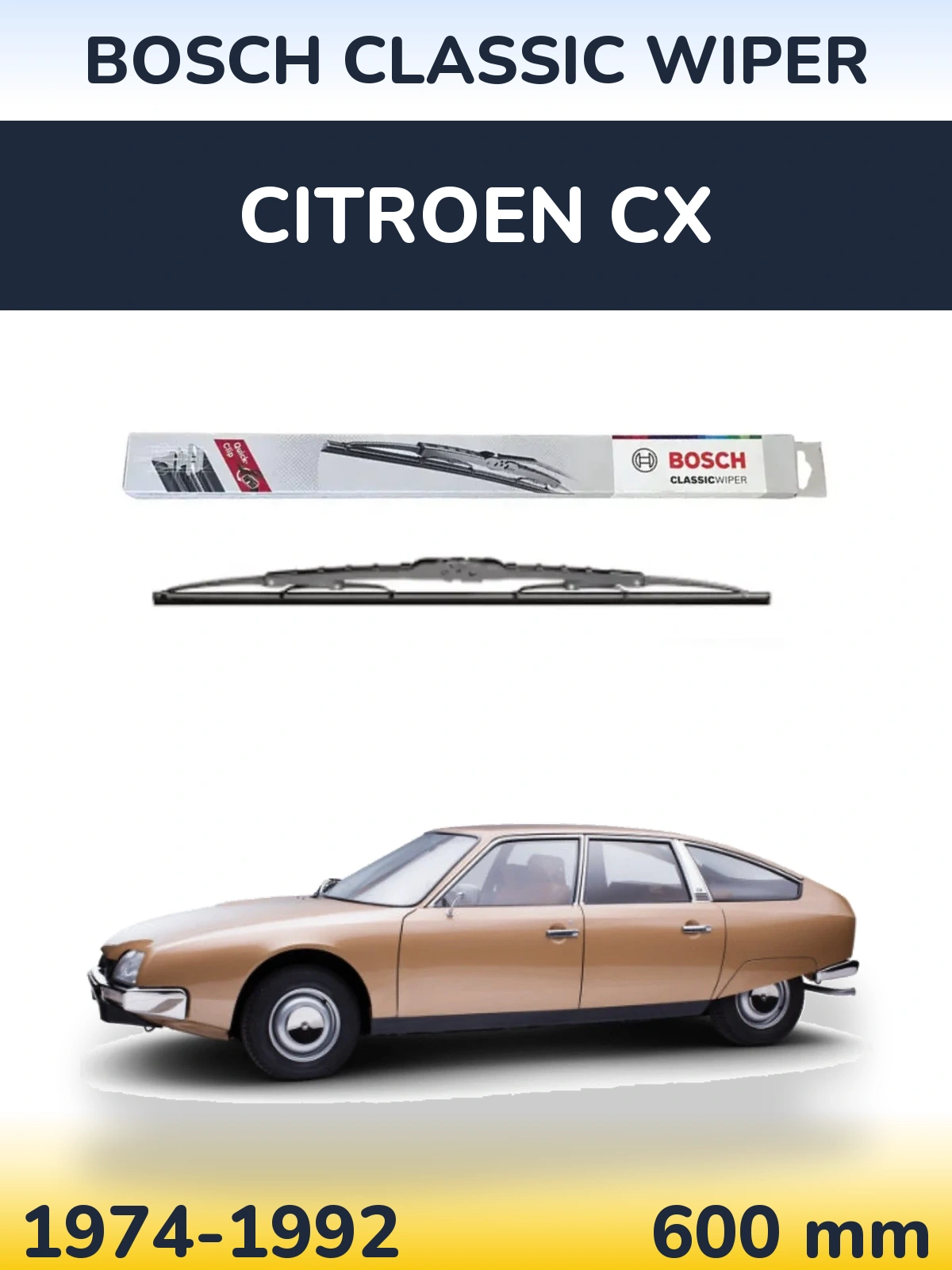 Передний дворник BOSCH Classic Wiper 600 мм для Citroen CX 1974-1992